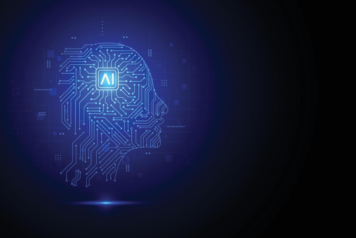 Artificial intelligence circuit line style. Machine learning design. Smart network digital technology. AI. Vector illustration