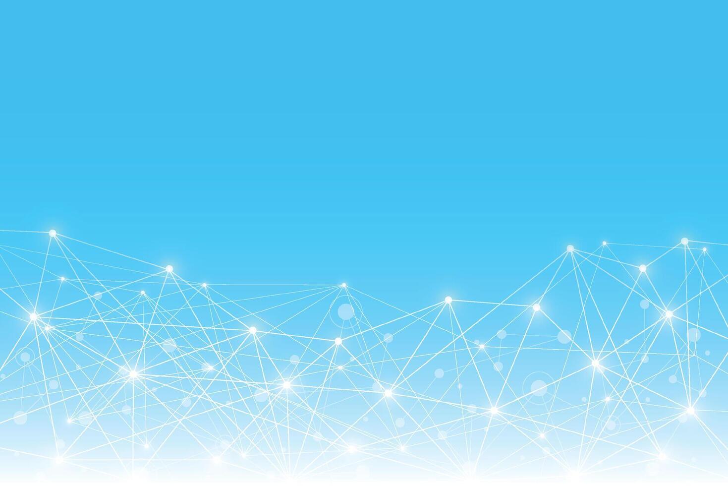Abstract geometric mesh lines and dot connection on white background. Triangle pattern. Vector illustration