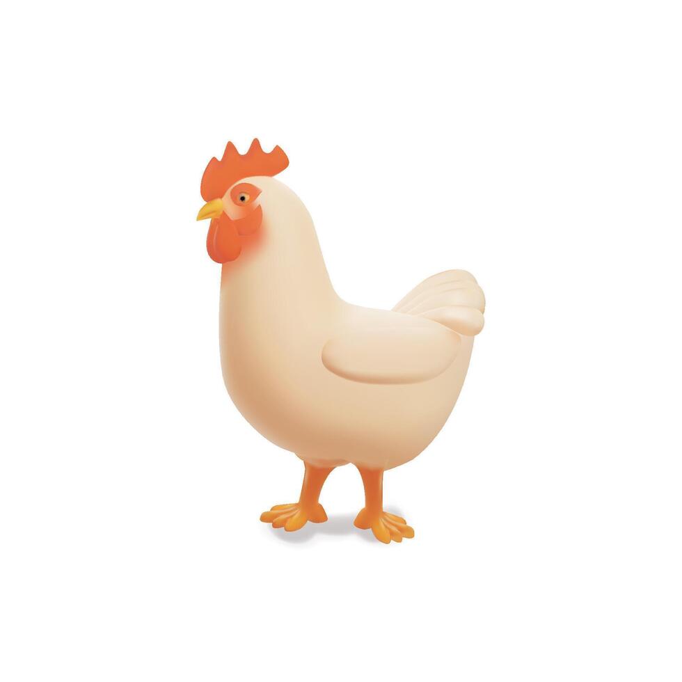 linda 3d pollo caracteres vector icono ilustración