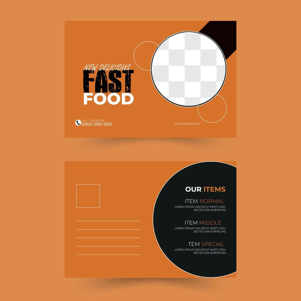 Corporate Professional Business fast food Postcard Design template vector