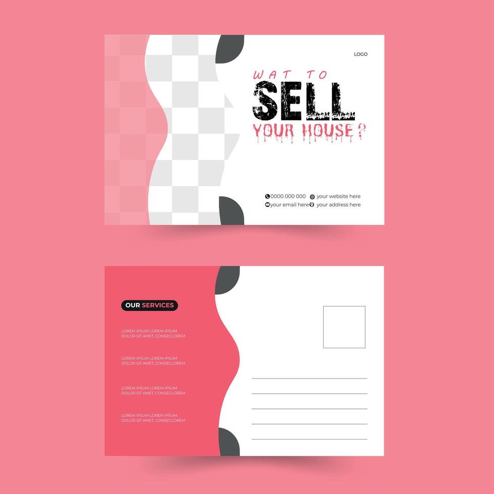 Business Postcard template design, Modern Business postcard template, sell house postcard design illustration vector