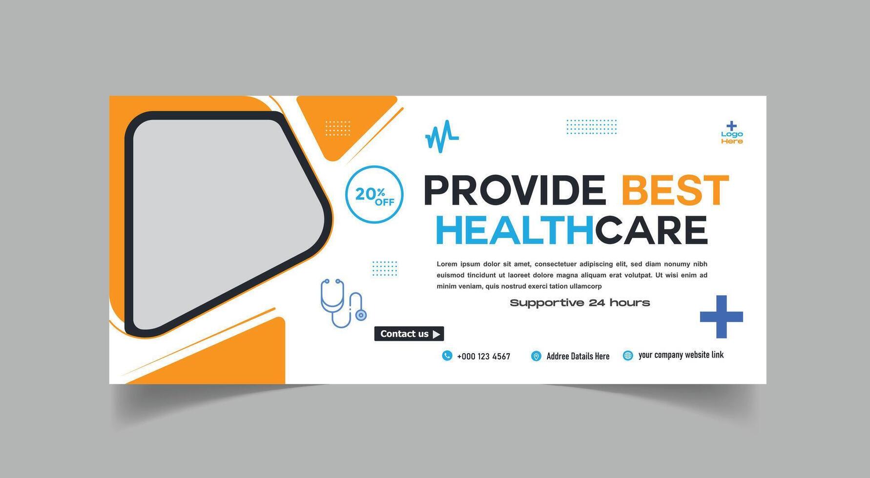 Vector hospital care social media cover template design