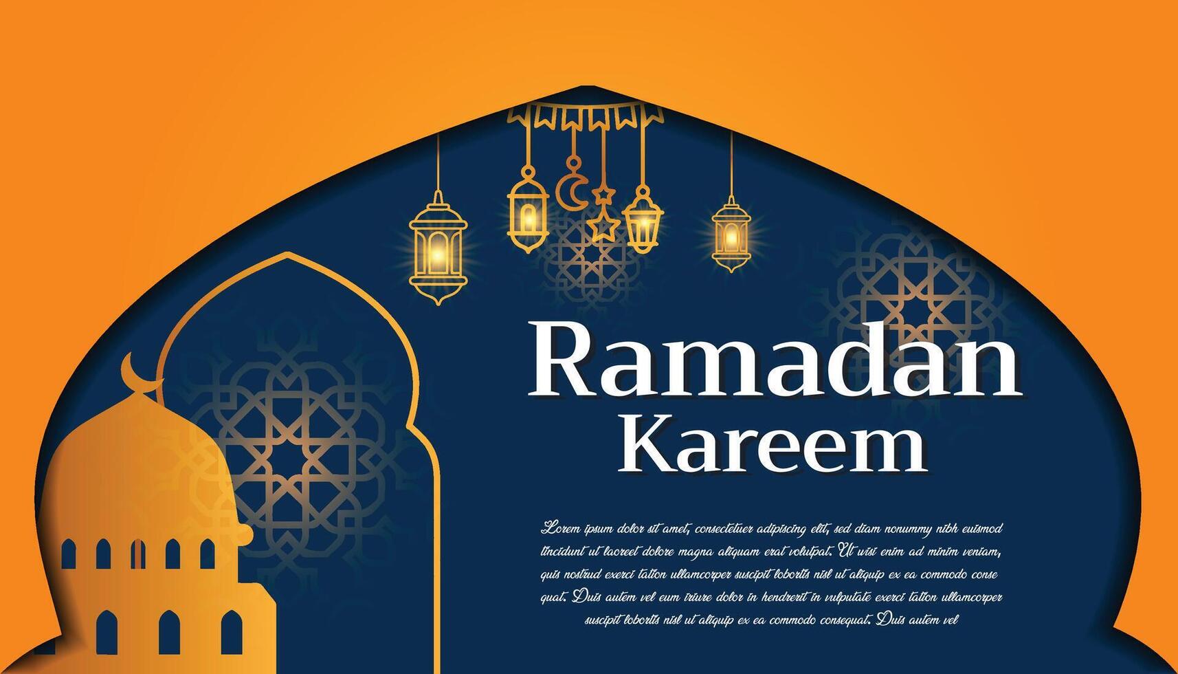 Ramadán kareem islámico diseño con tradicional linterna para islámico saludo antecedentes vector