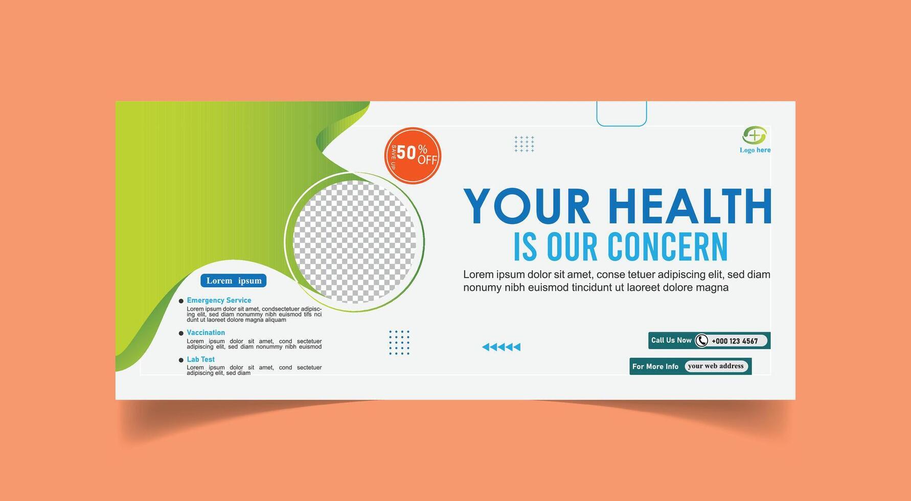 Vector healthcare social media cover template design