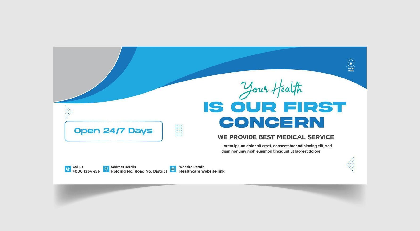 Vector Flat design healthcare establishment social media cover template