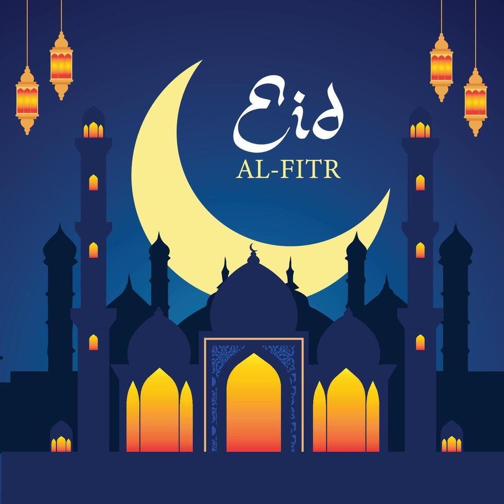 Eid al-fitr mubarak islamic festival vector