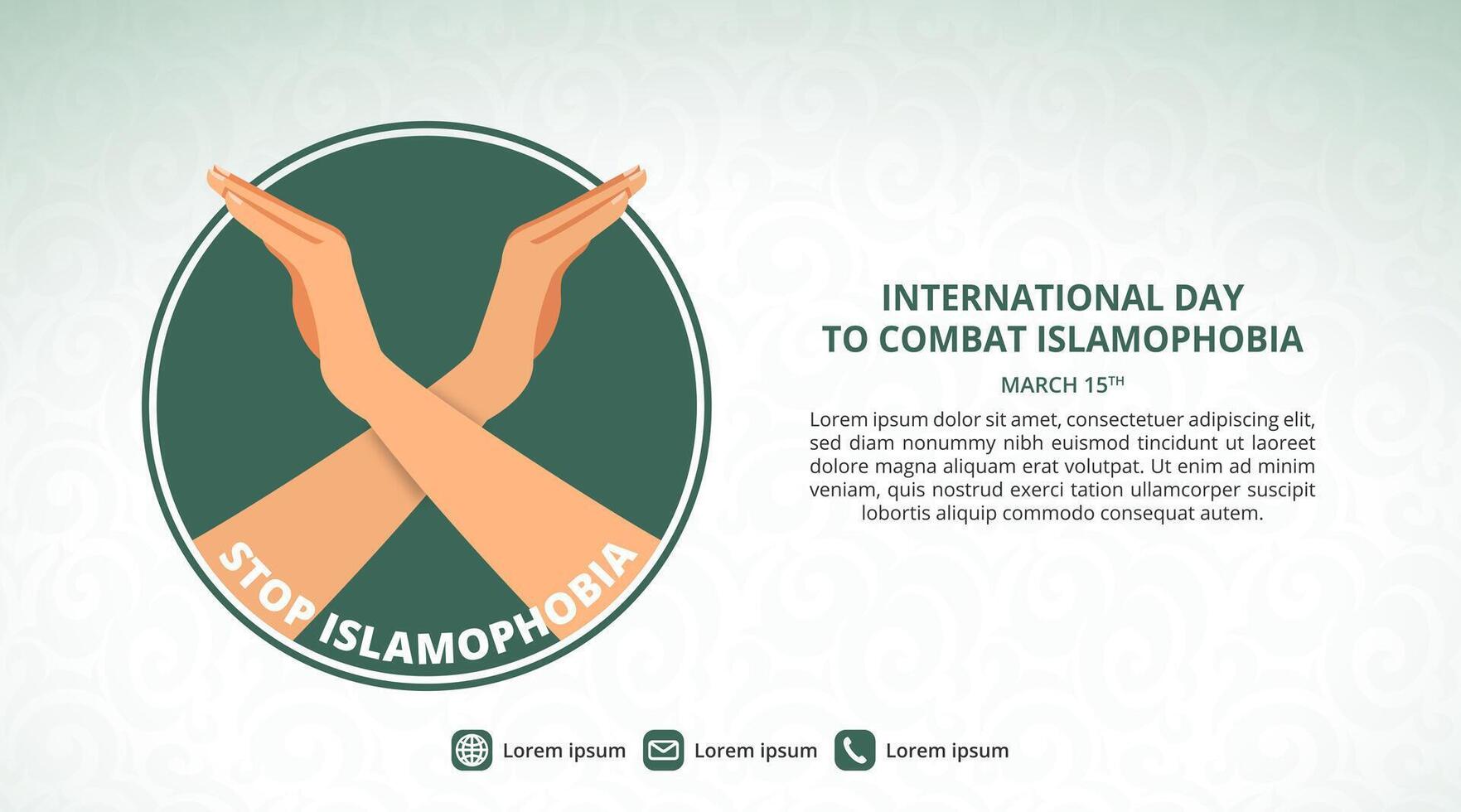 internacional día a combate islamofobia antecedentes con cruzar manos vector