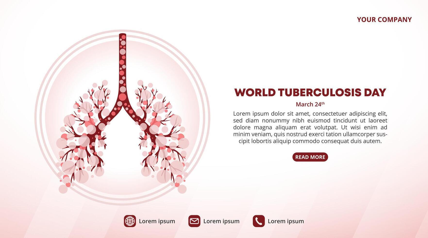 World Tuberculosis Day background with an illustration of a lung with tuberculosis vector