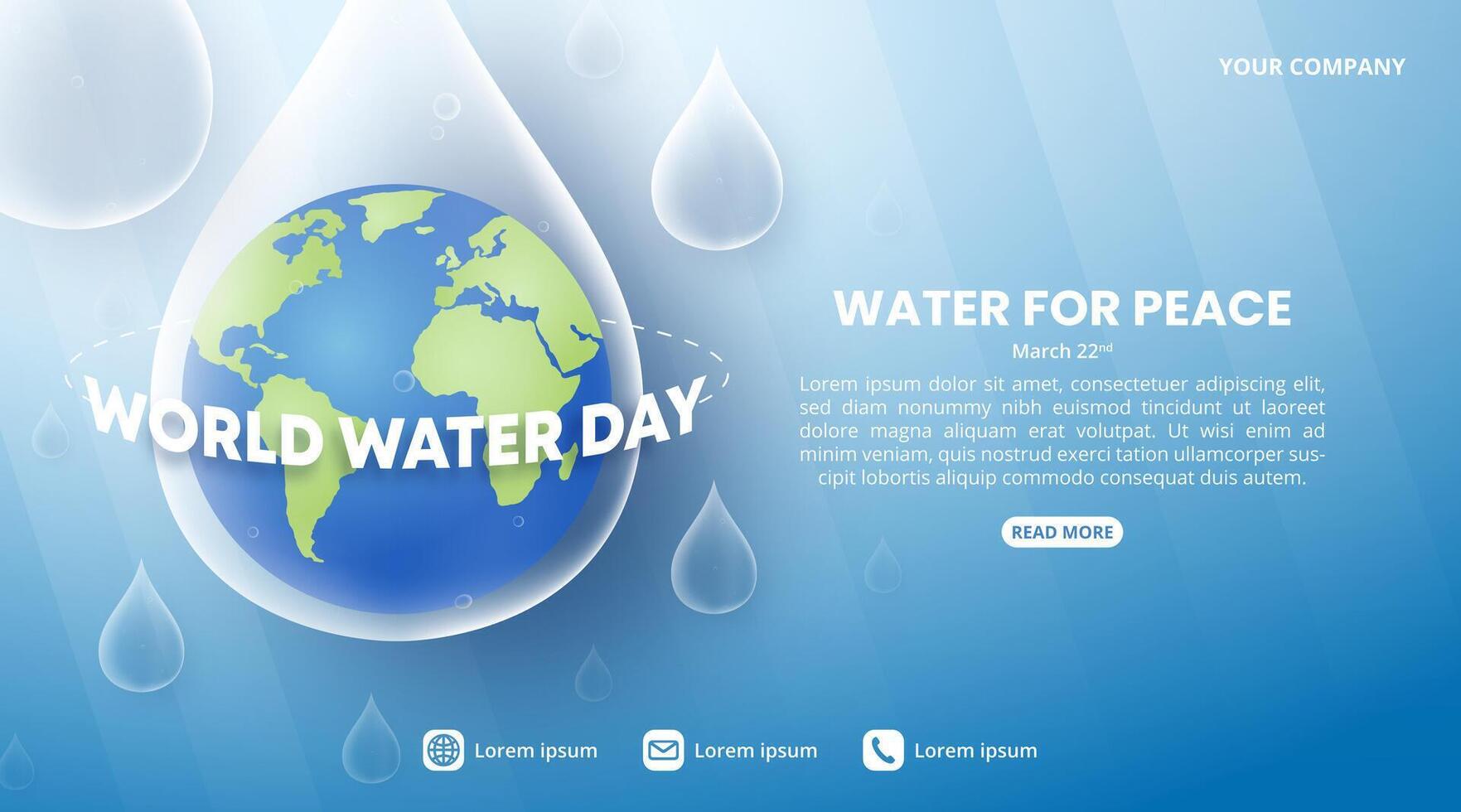 mundo agua día antecedentes con soltar agua de lluvia y tierra vector