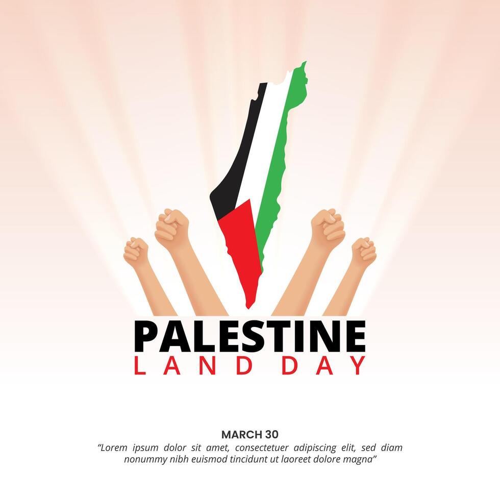 Palestine Land Day background with raised hands vector