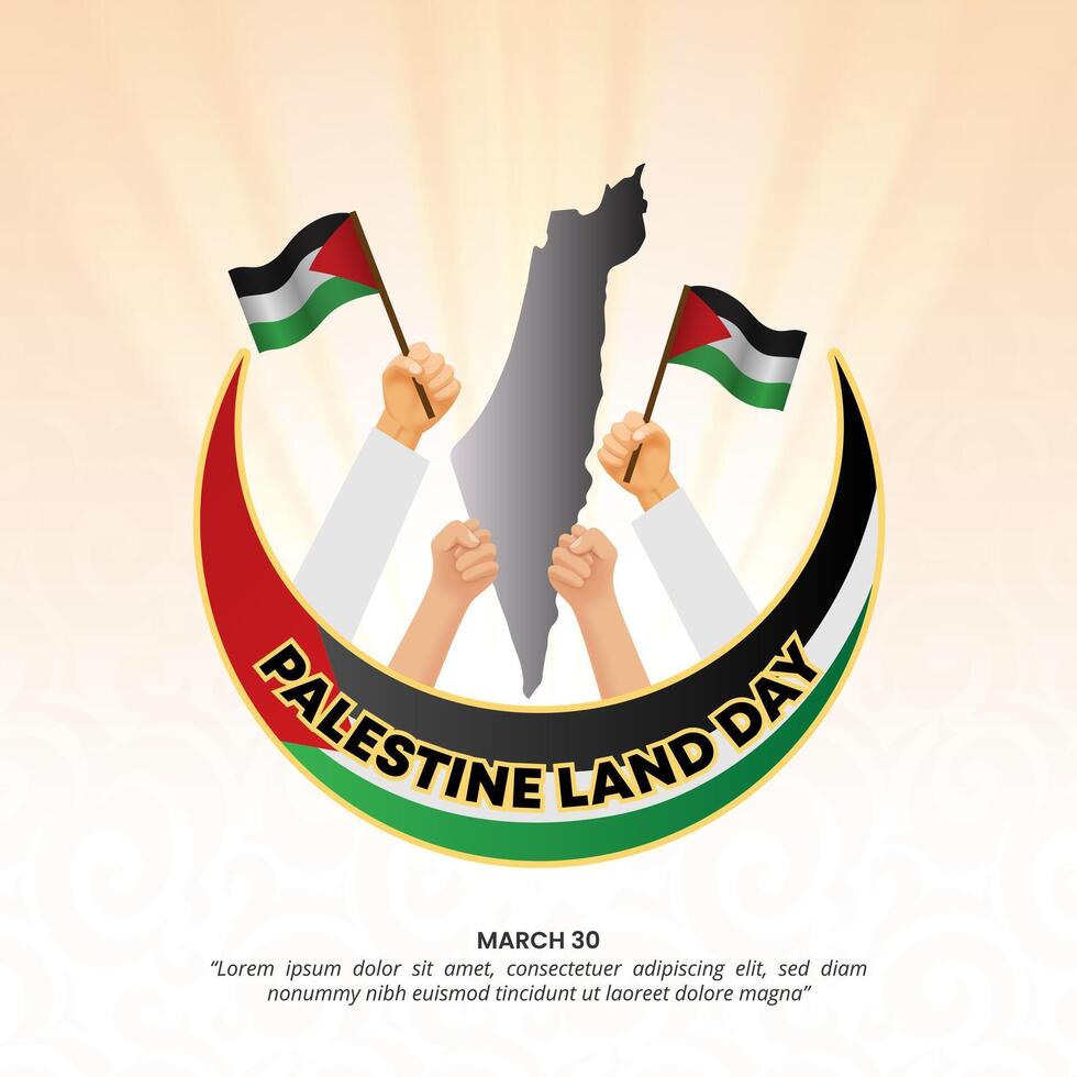 cuadrado Palestina tierra día antecedentes con manos participación bandera vector