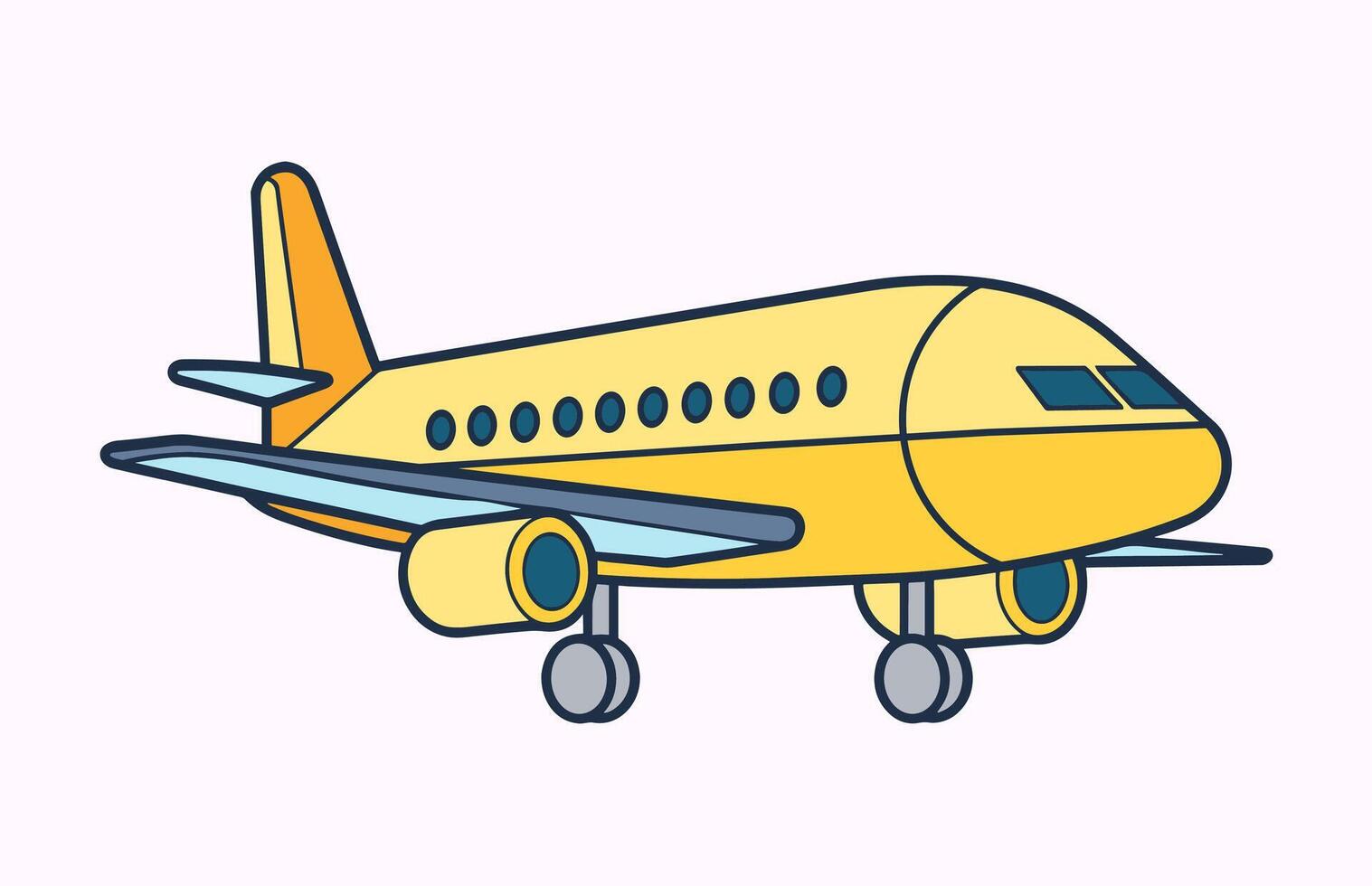 Airplane Flat Vector illustration, A Flying plane outline icon free