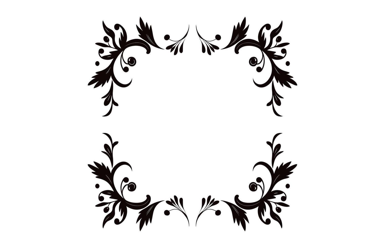 A vintage Decorative corner Frame Vector black outline design element isolated on a white background