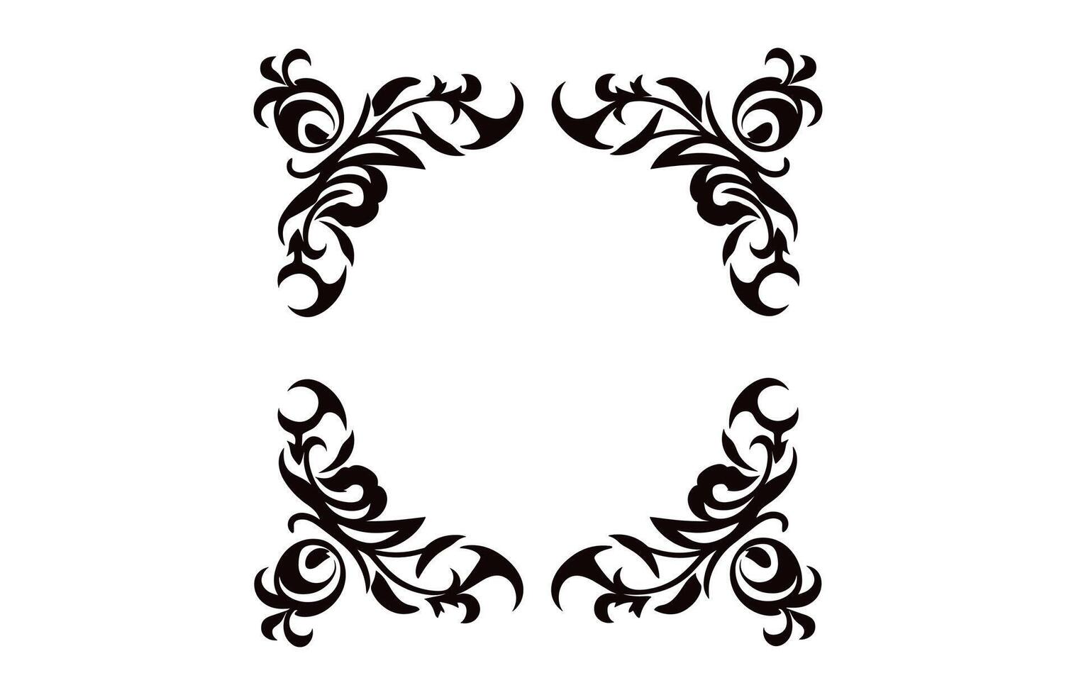 A vintage Decorative corner Frame Vector black outline design element isolated on a white background