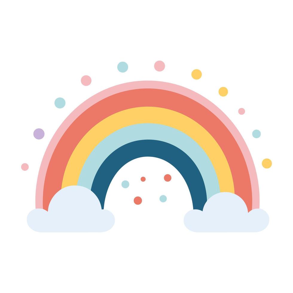 A boho rainbow vector colorful illustration isolated on a white background