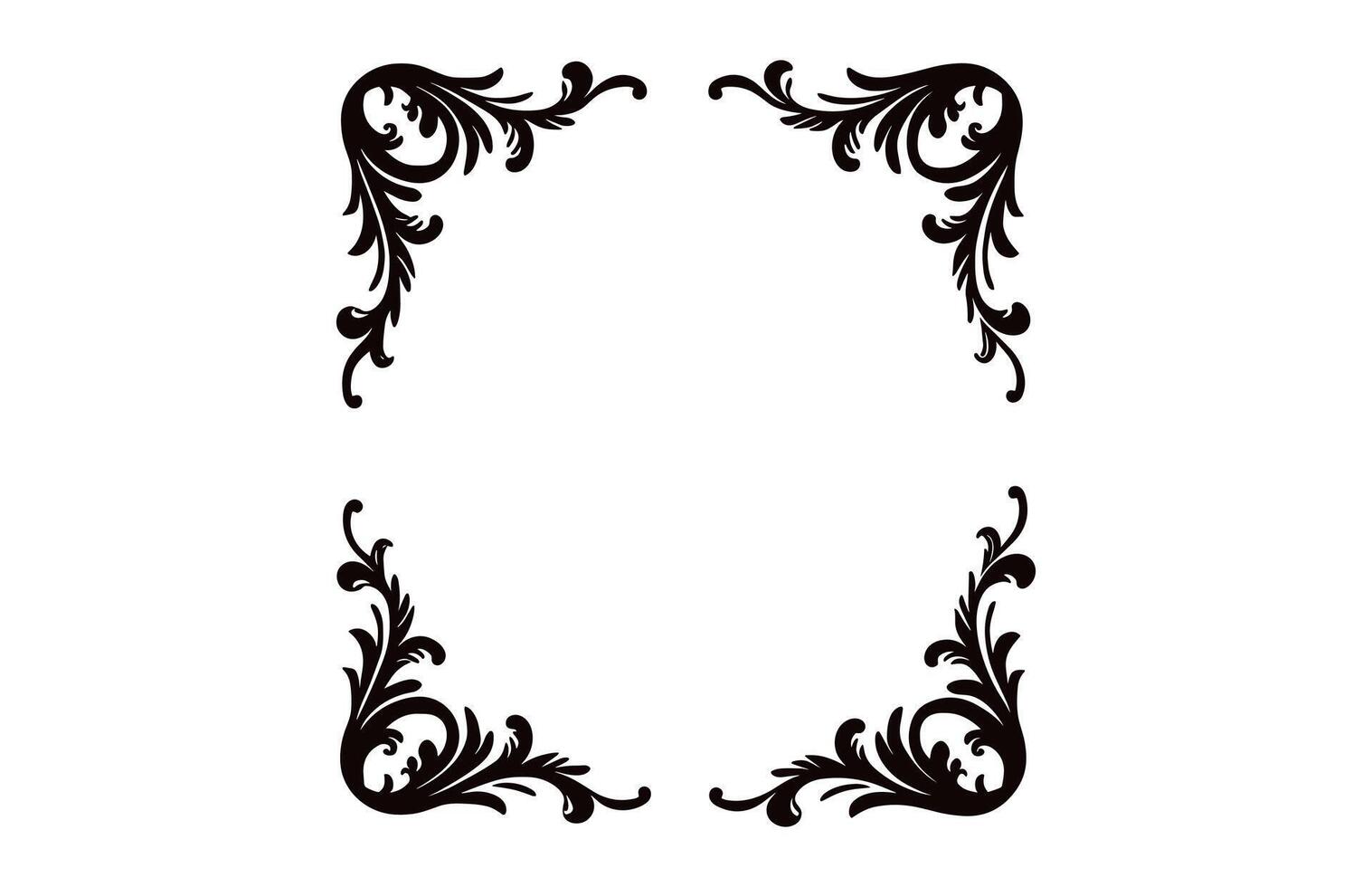 A vintage Decorative corner Frame Vector black outline design element isolated on a white background