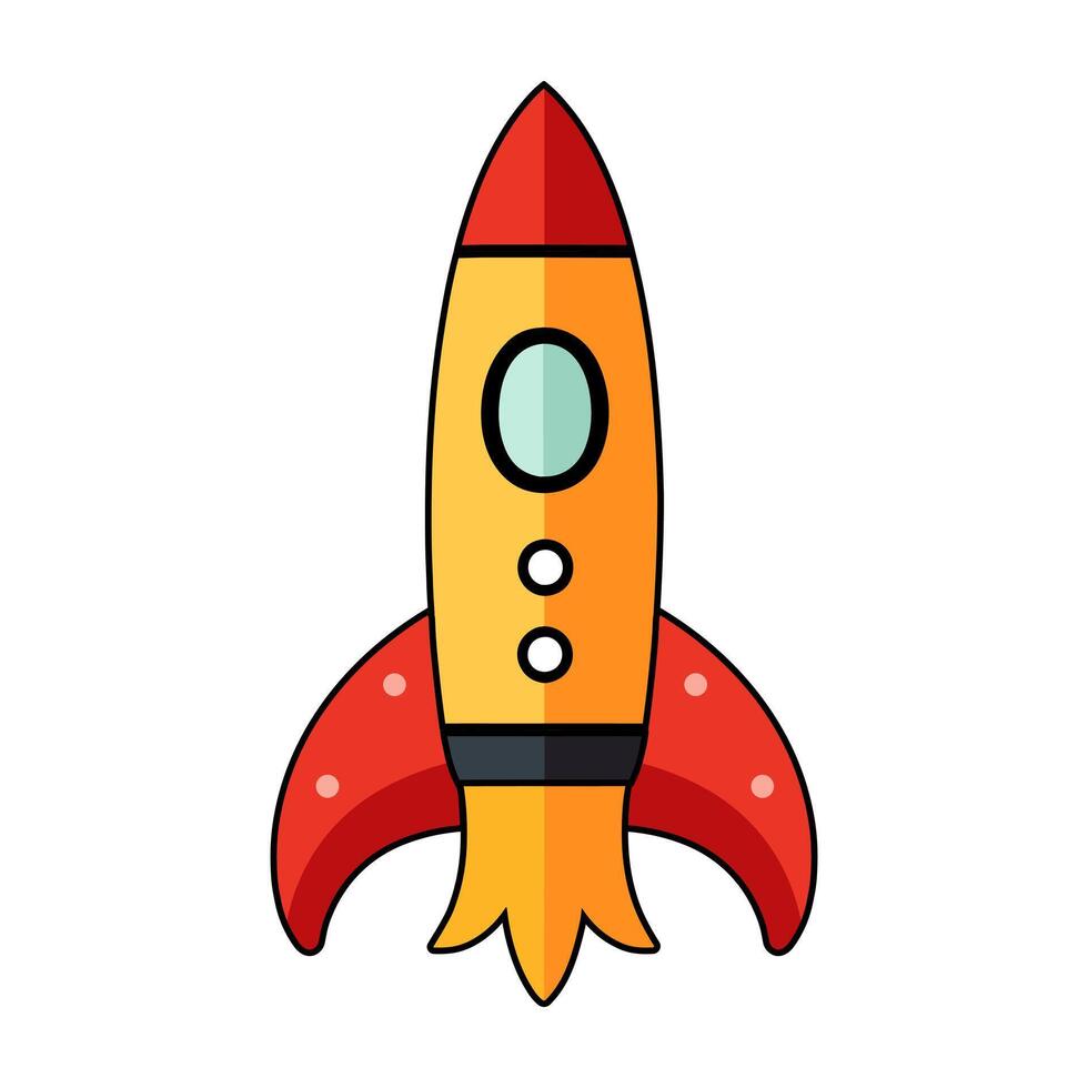 Rocket spaceship vector outline Flat illustration