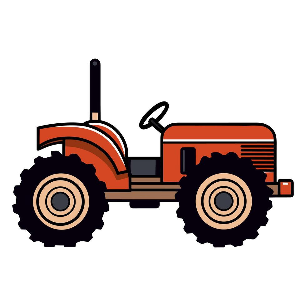 Tractor illustration vector art isolated on a white background, A Farm transport outline flat icon
