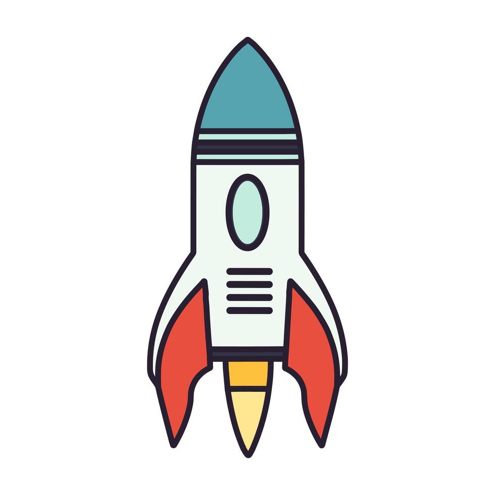 Rocket spaceship vector outline Flat illustration