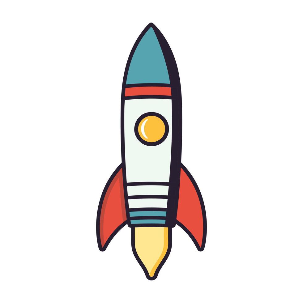 Rocket spaceship vector outline Flat illustration