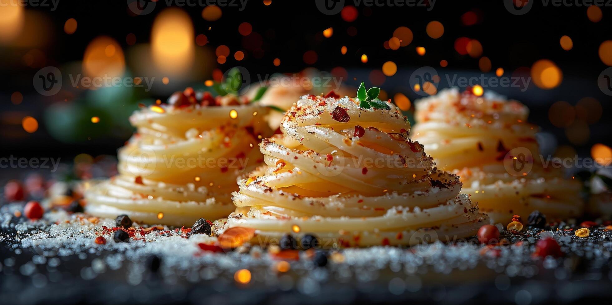 AI Generated Classic Pasta on kitchen background. Diet and food concept. photo
