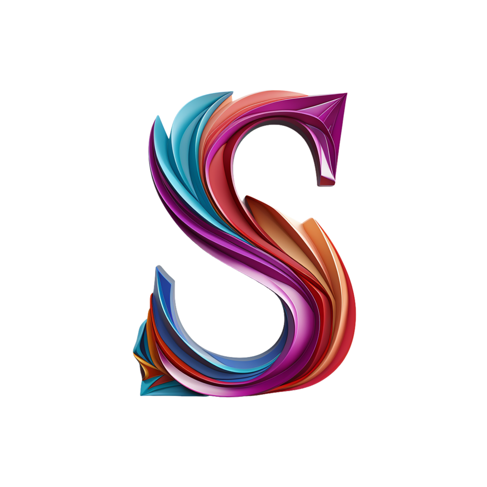 AI generated S logo, S Alphabet bold color png