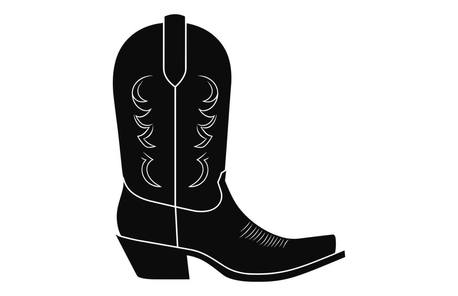 vaquero botas con ornamento. vaquero occidental y salvaje Oeste tema.vaquero bota ilustración. vaquero bota tacones vector silueta ilustración colocar.