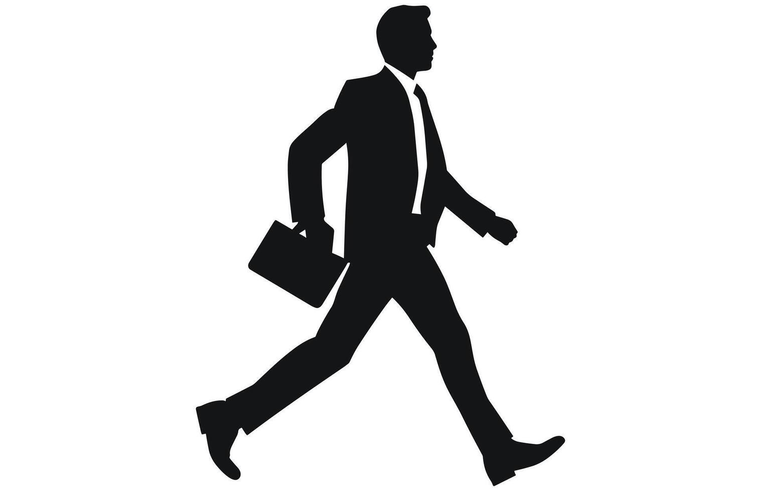 Businessman walking with a small bag silhouette, silhouette of worker or businessman in suit walking with a small bag vector