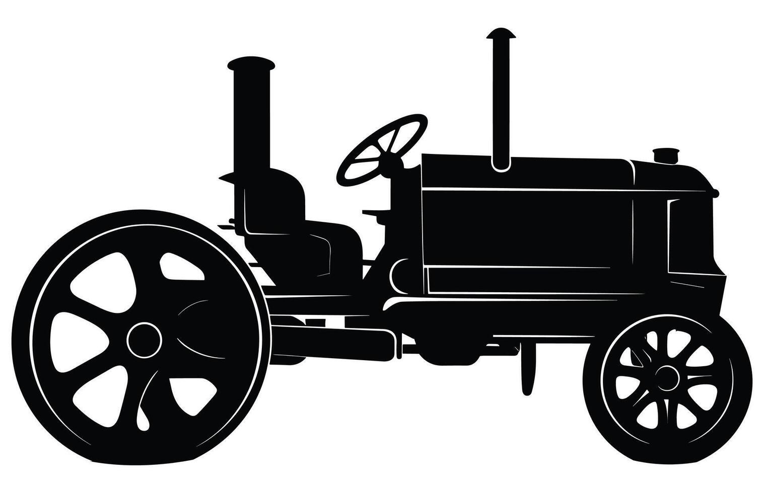 Steampunk tractor silueta, tractores vector silueta,tractor siluetas moderno y antiguo,