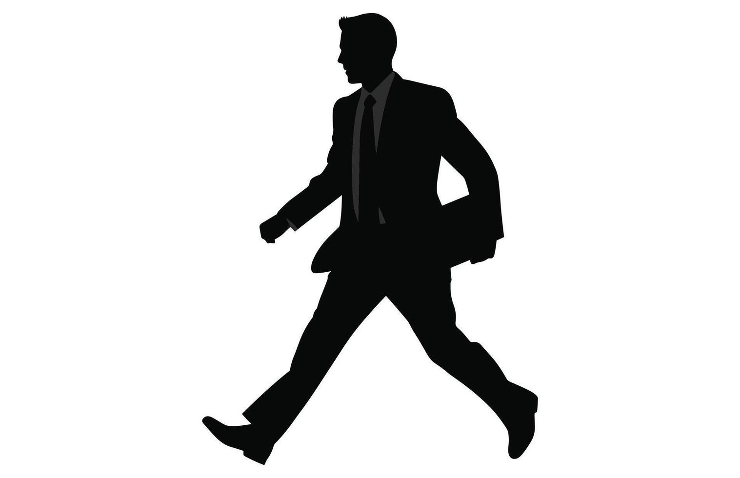 empresario caminando con un pequeño bolso silueta, silueta de trabajador o empresario en traje caminando con un pequeño bolso vector