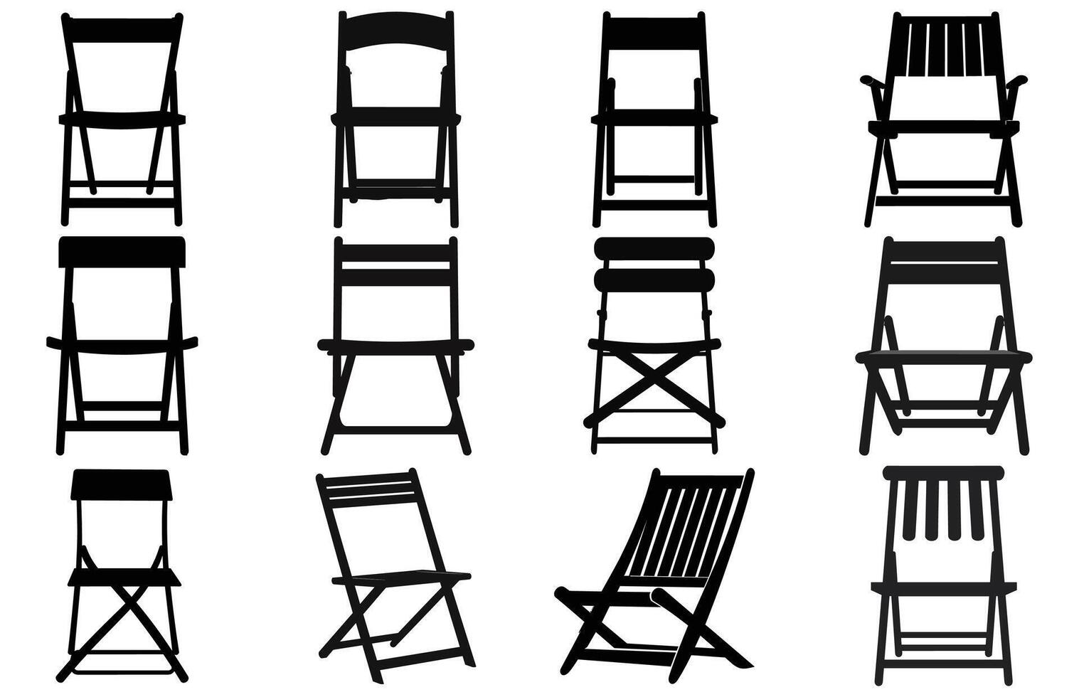 Folding Chair silhouette,Folding chair vector illustration.Chairs Vector Silhouette