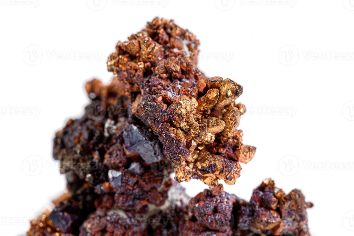 macro mineral stone copper with cuprite on a white background photo