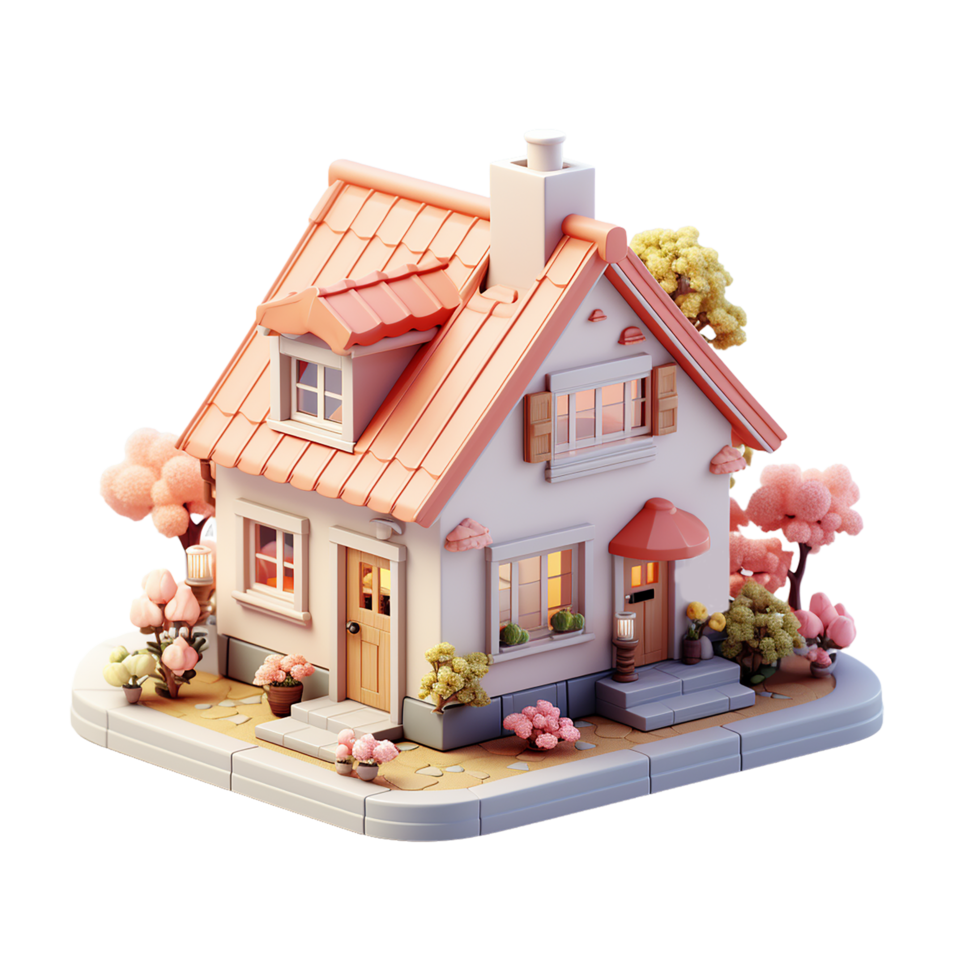 ai généré maison, minuscule mignonne Accueil png