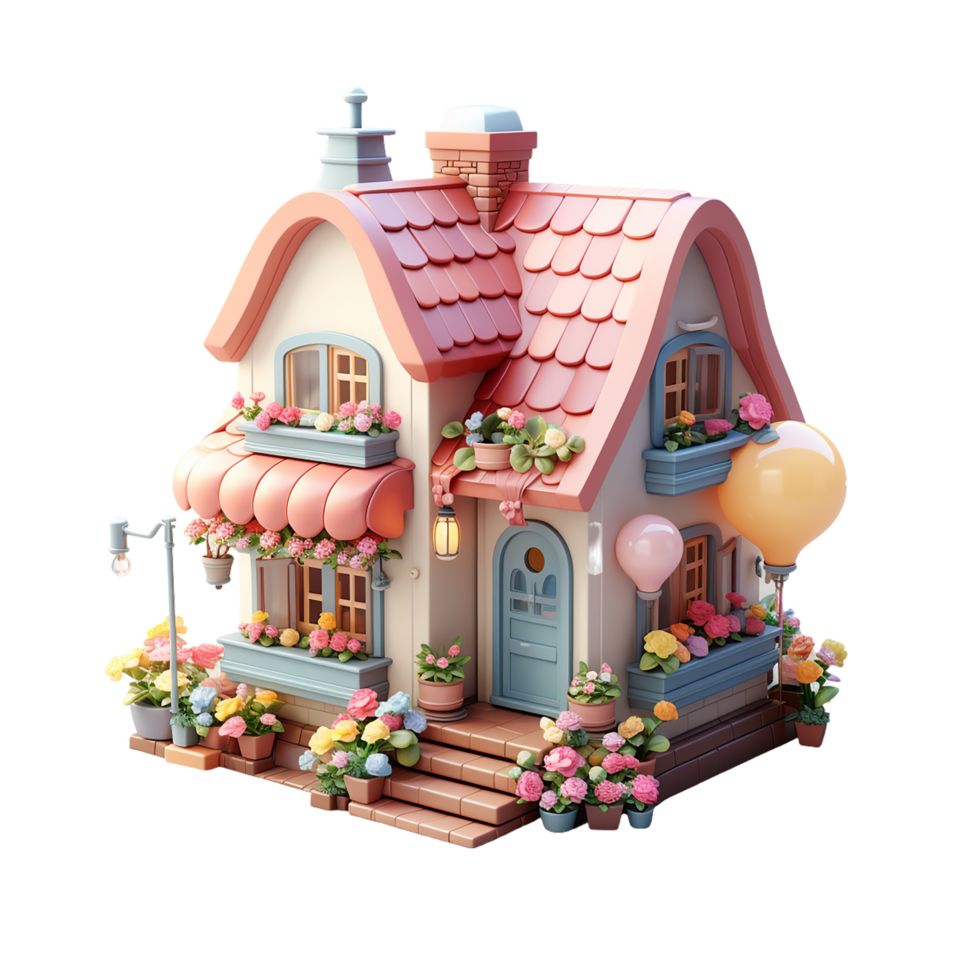 ai généré maison, minuscule mignonne Accueil png