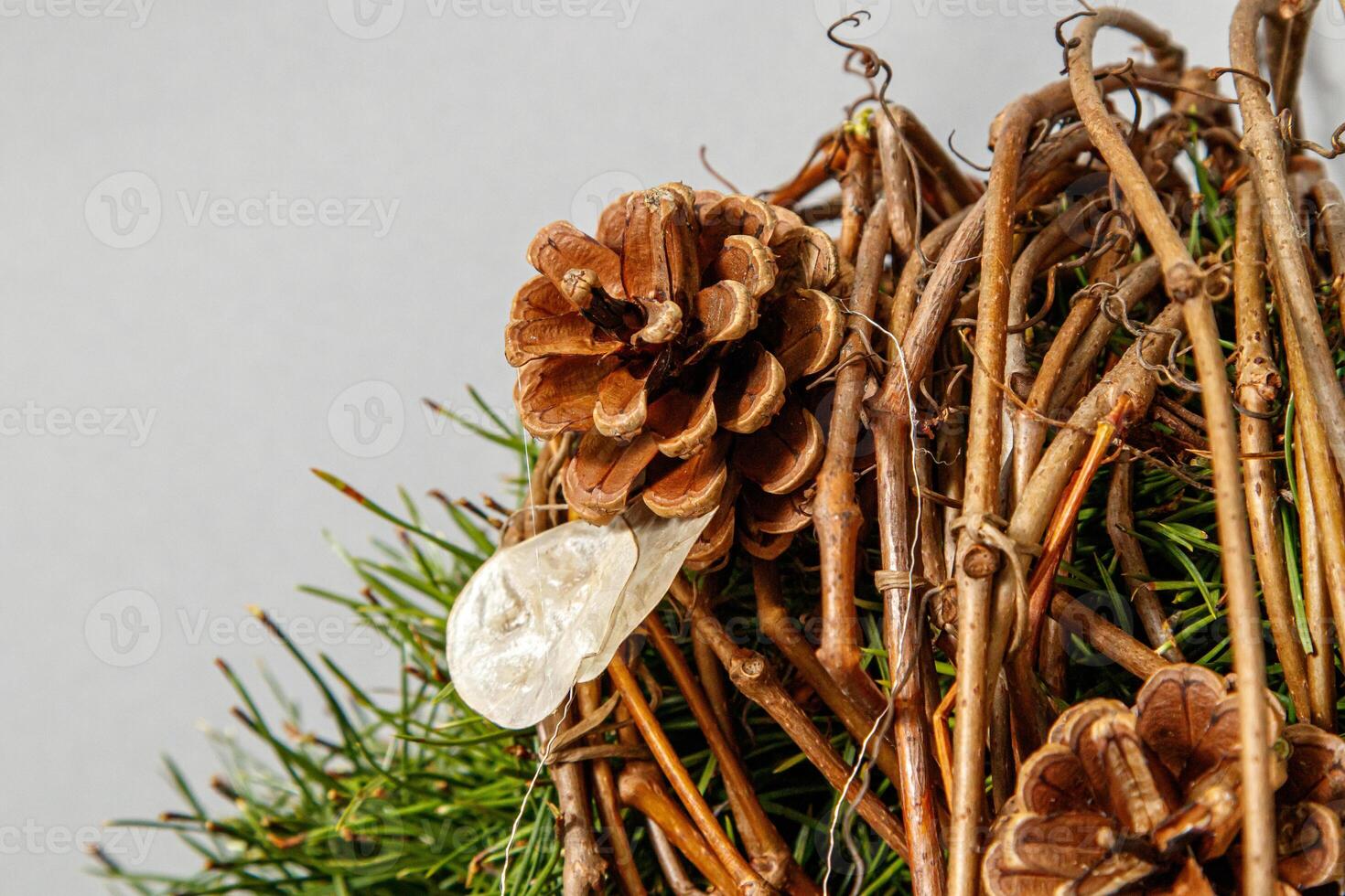 Christmas composition. Wreath of Christmas tree branches photo
