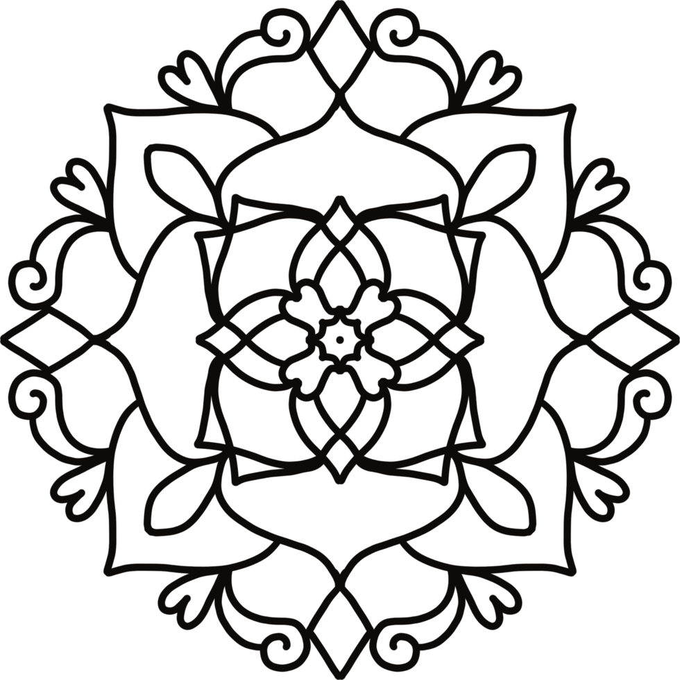 hand drawing mandala for Coloring. Circular mandala pattern on transparent background png