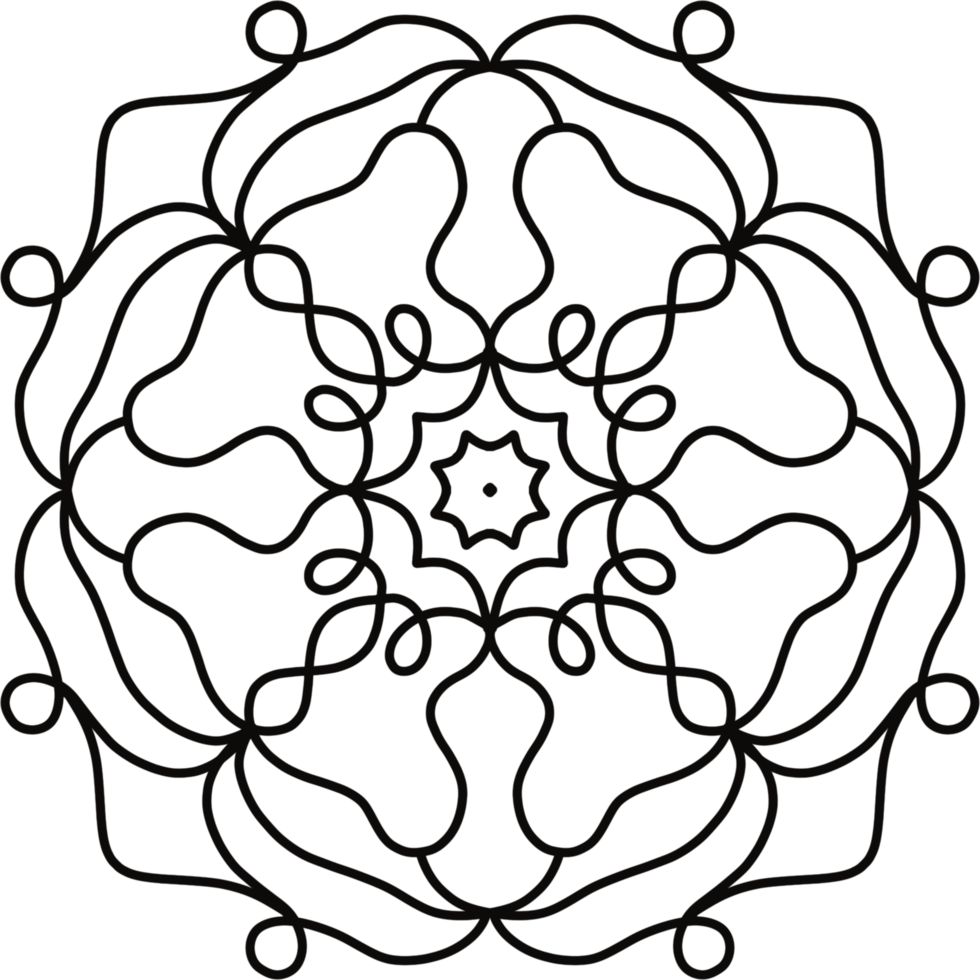 hand drawing mandala for Coloring. Circular mandala pattern on transparent background png