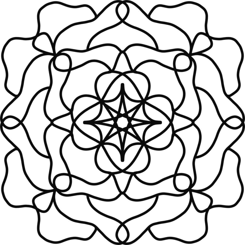 hand drawing mandala for Coloring. Circular mandala pattern on transparent background png