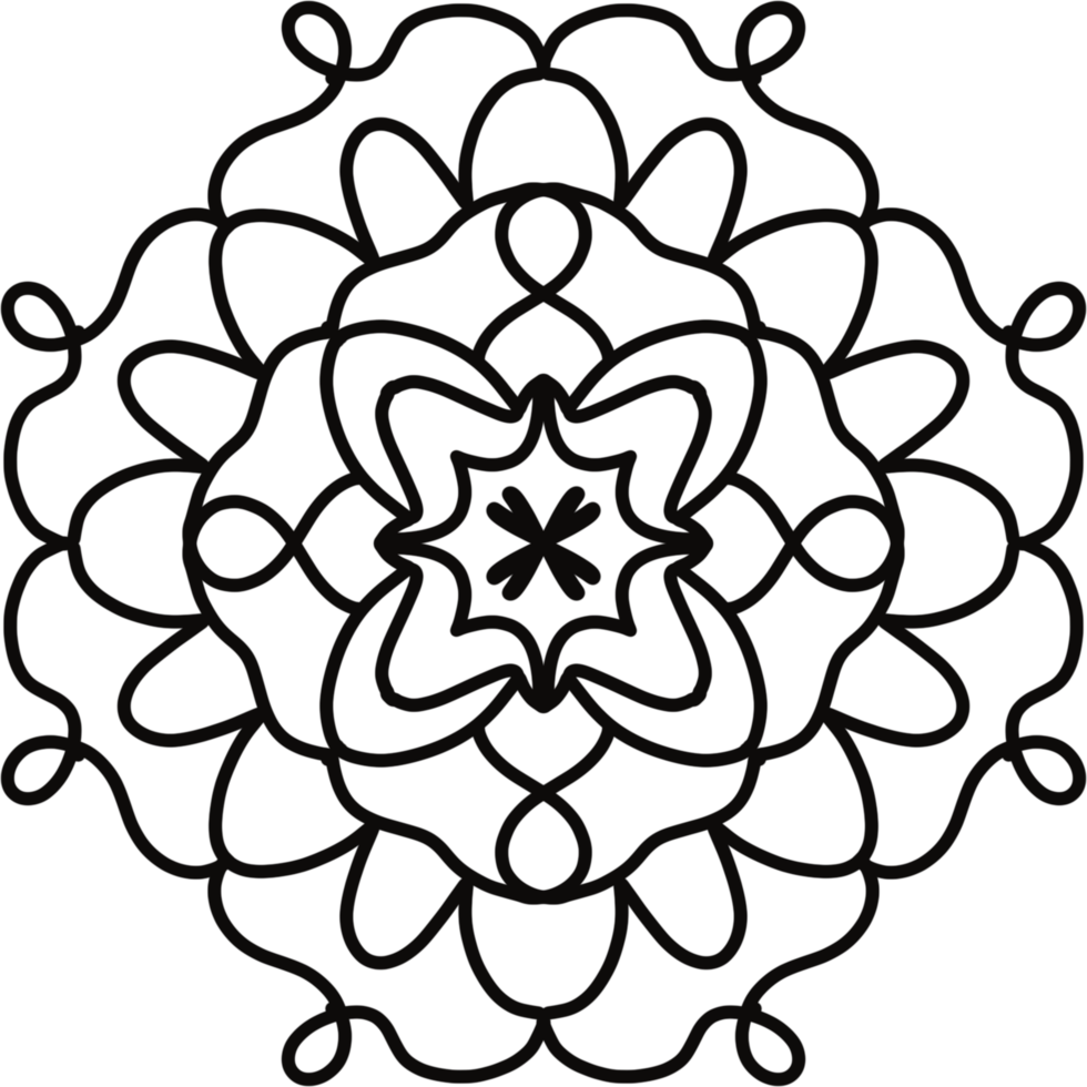 main dessin mandala pour coloration. circulaire mandala modèle sur transparent Contexte png