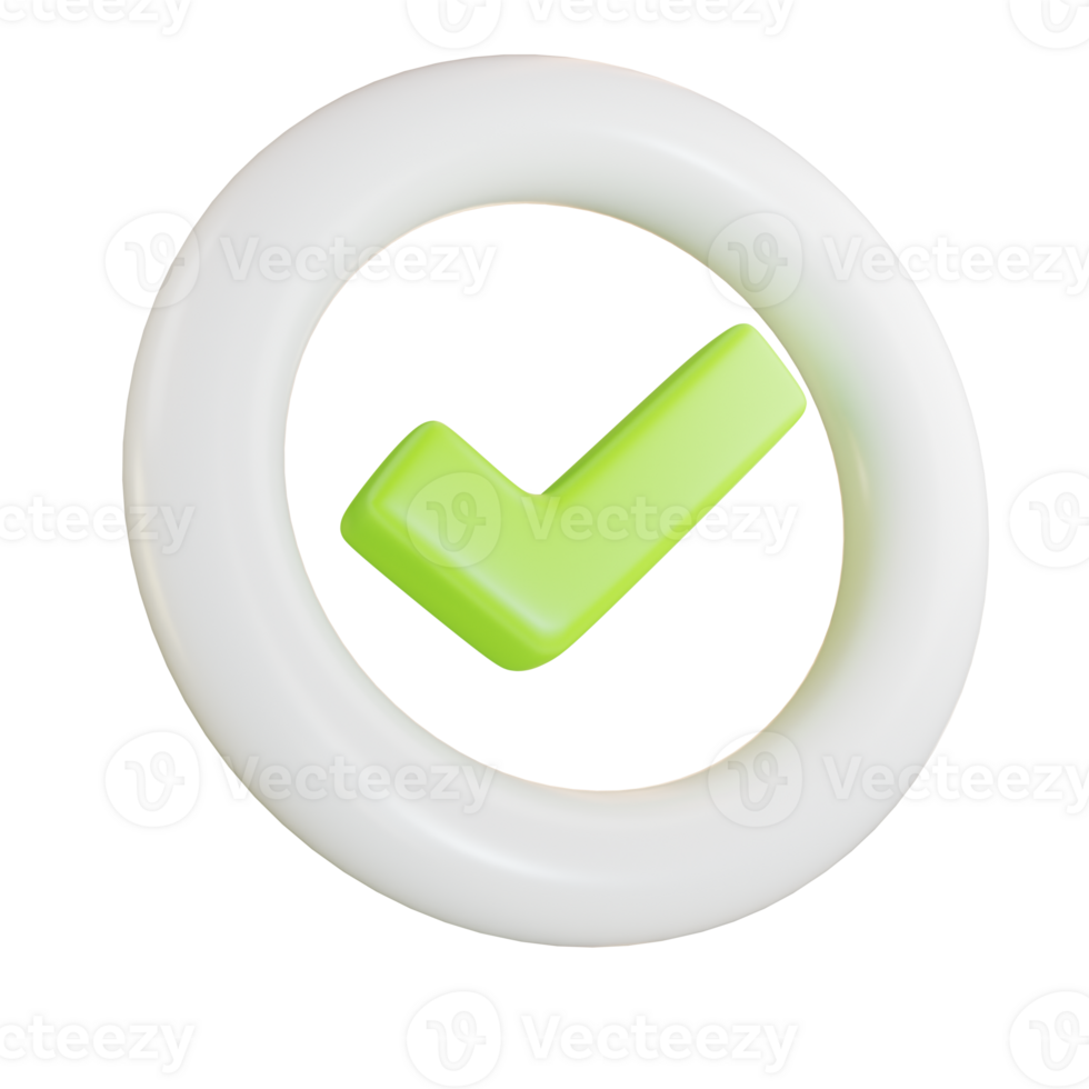 Green check mark button, Conrrect 3d icon png