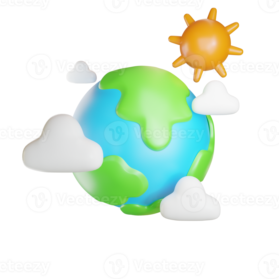 verde terra 3d rendere su isolato sfondo per terra giorno, riciclare icona per il verde globo, 3d interpretazione illustrazione png