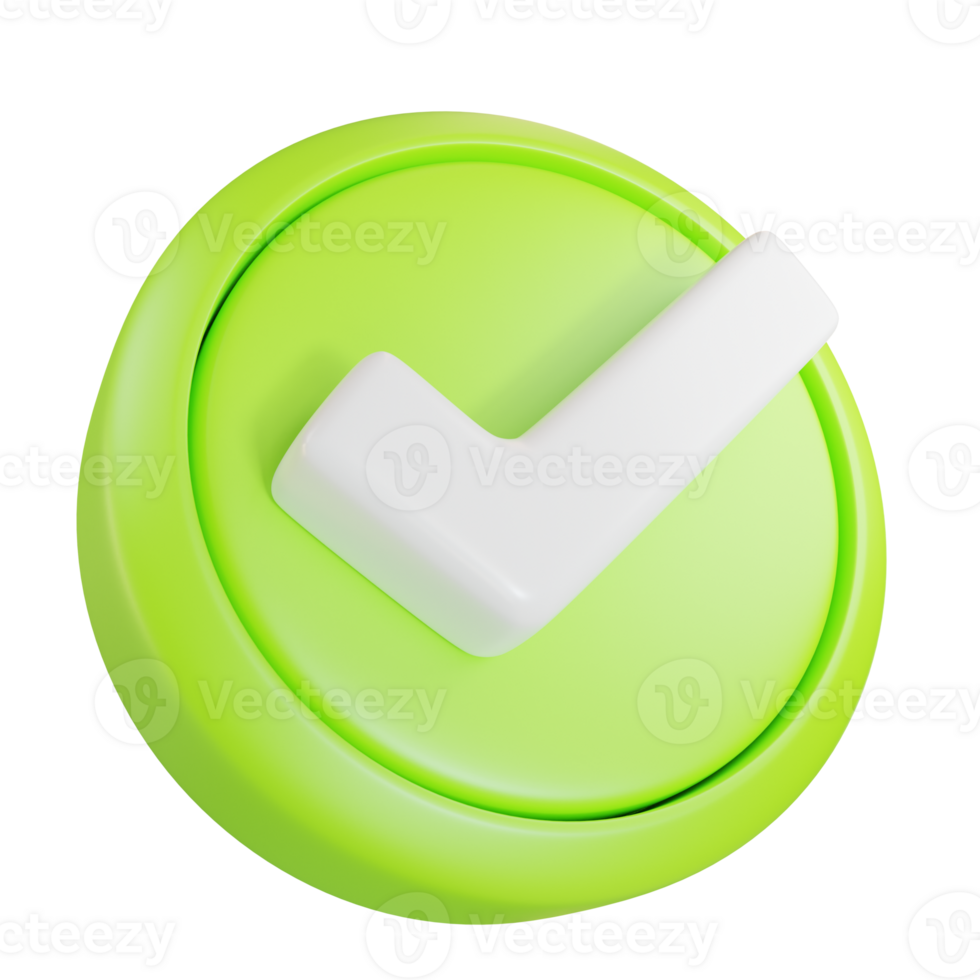 Green check mark button, Conrrect 3d icon png