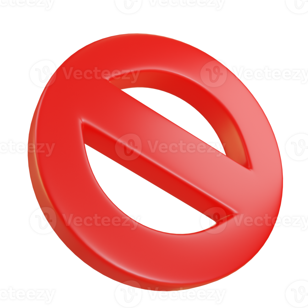 3D render of a red ban icon, Banned 3d icon png