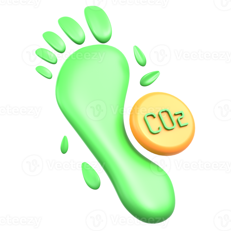 3D Illustration carbon foot print png