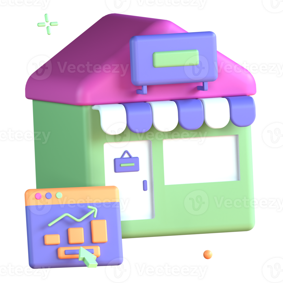 3D Illustration store traffic png