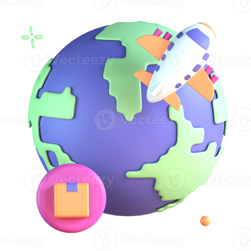 3D Illustration worldwide shipping globe png