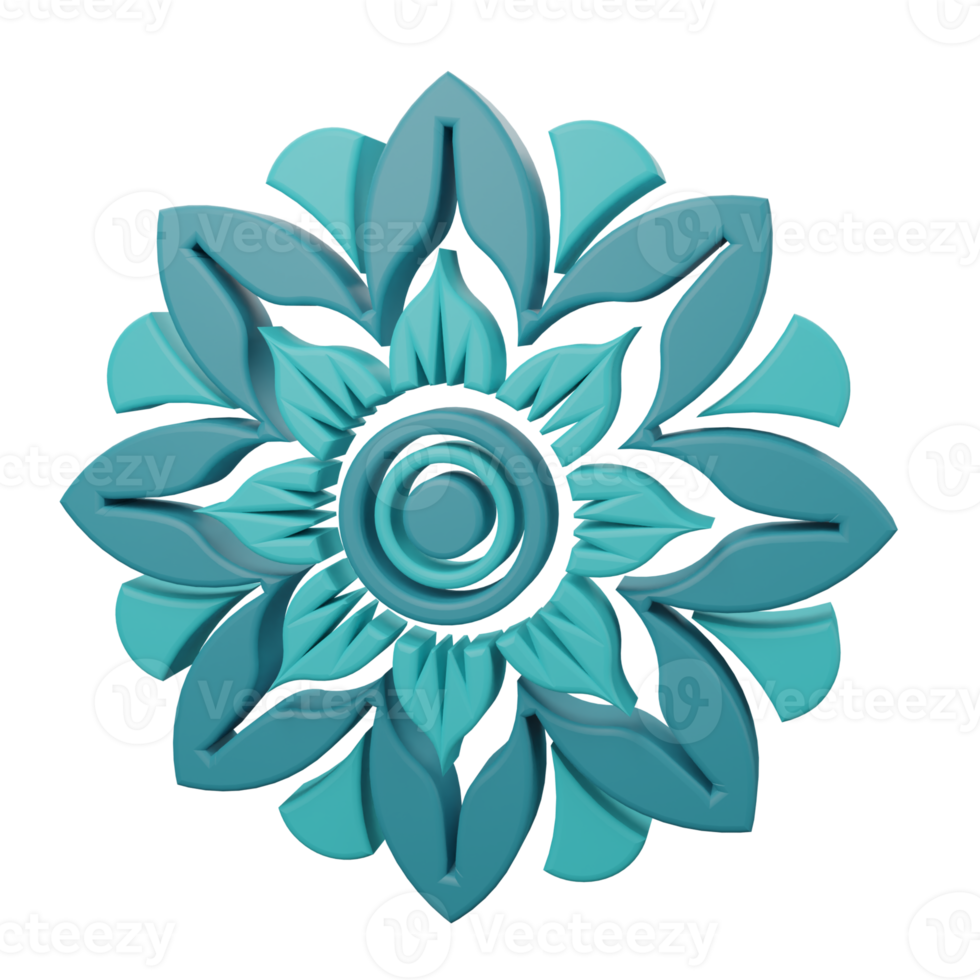 3D Illustration mandala flower symbol png