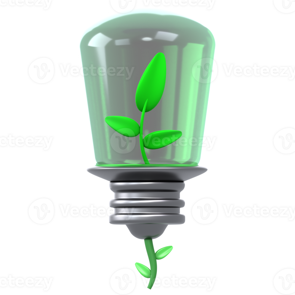 3D Illustration green bulb light png