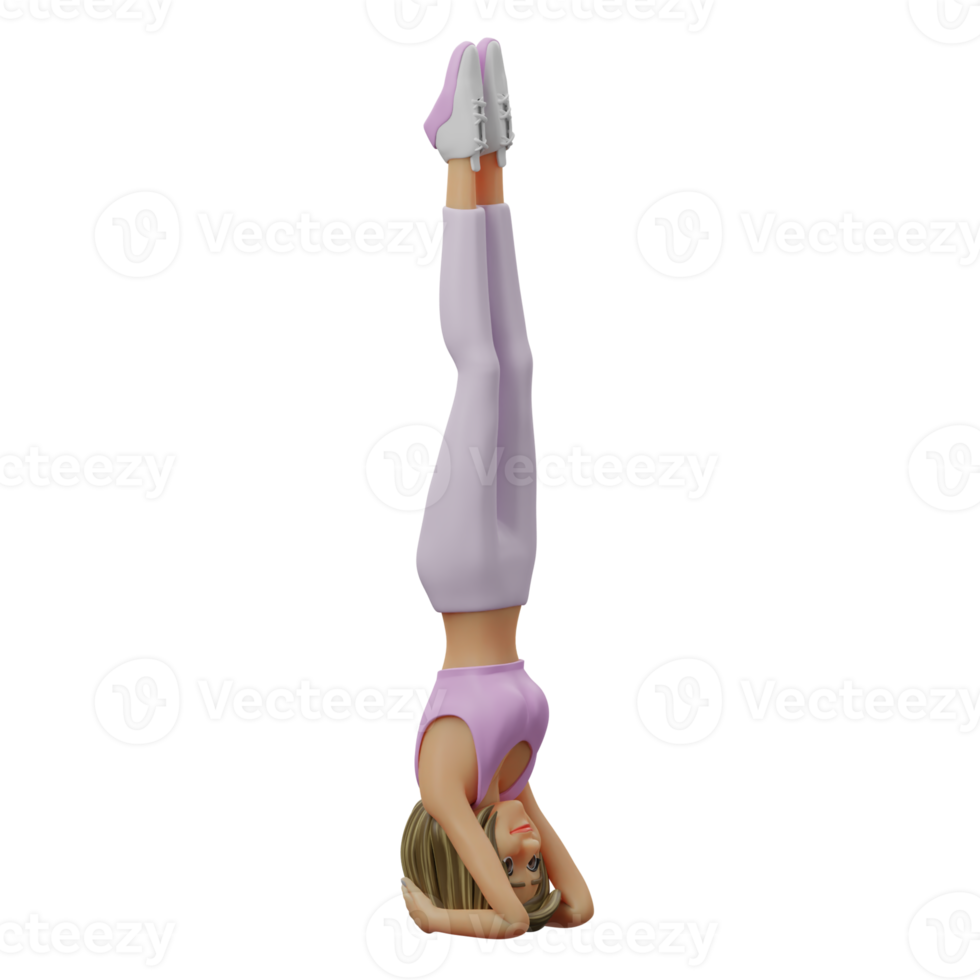 3d illustratie yoga hoofdstand houding png