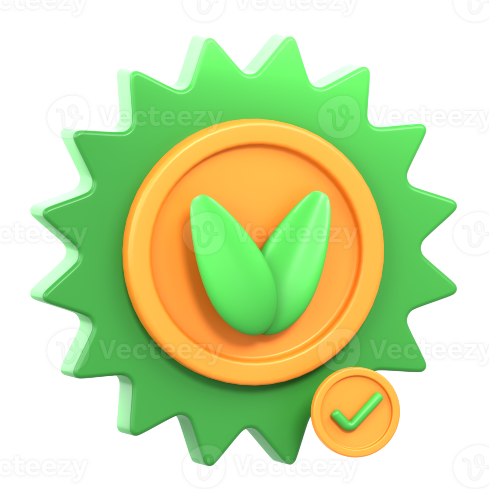 3D Illustration eco friendly certification png